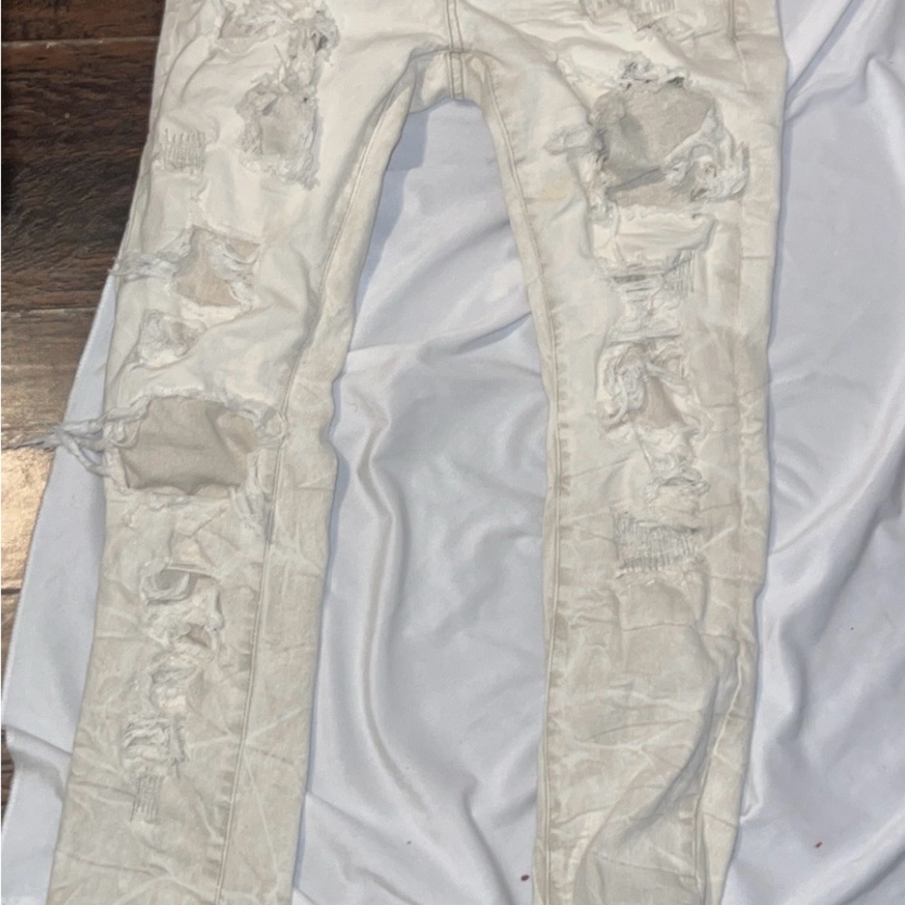 Distressed White/Grey Jeans